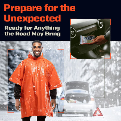 Emergency Rain Poncho with Thermal Heat Protection