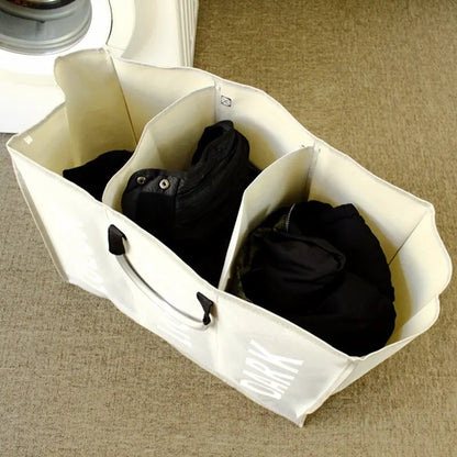 Foldable Laundry Basket 3 Compartments Easy Sorting