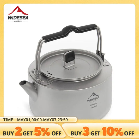 Widesea Titanium Camping Kettle for Lightweight Outdoor Cooking