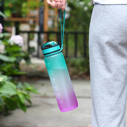 1L Sports Water Bottle with Time-Tracking Straw – Leak Proof