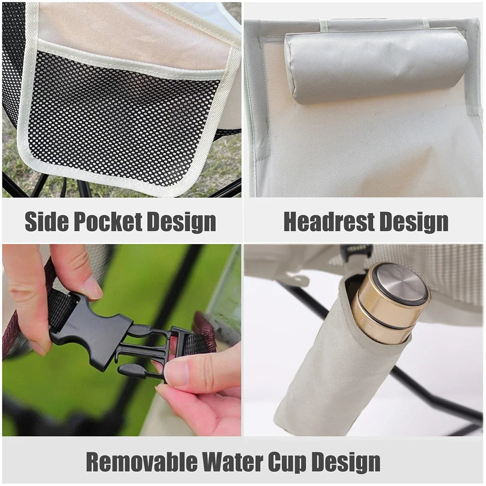 Folding Camping Chair with Headrest – Lightweight Comfort
