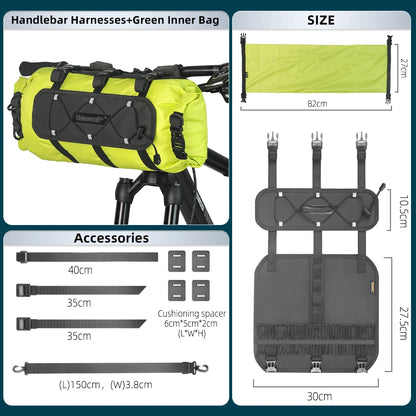 Waterproof Bike Handlebar Bag 12L with Dry Storage