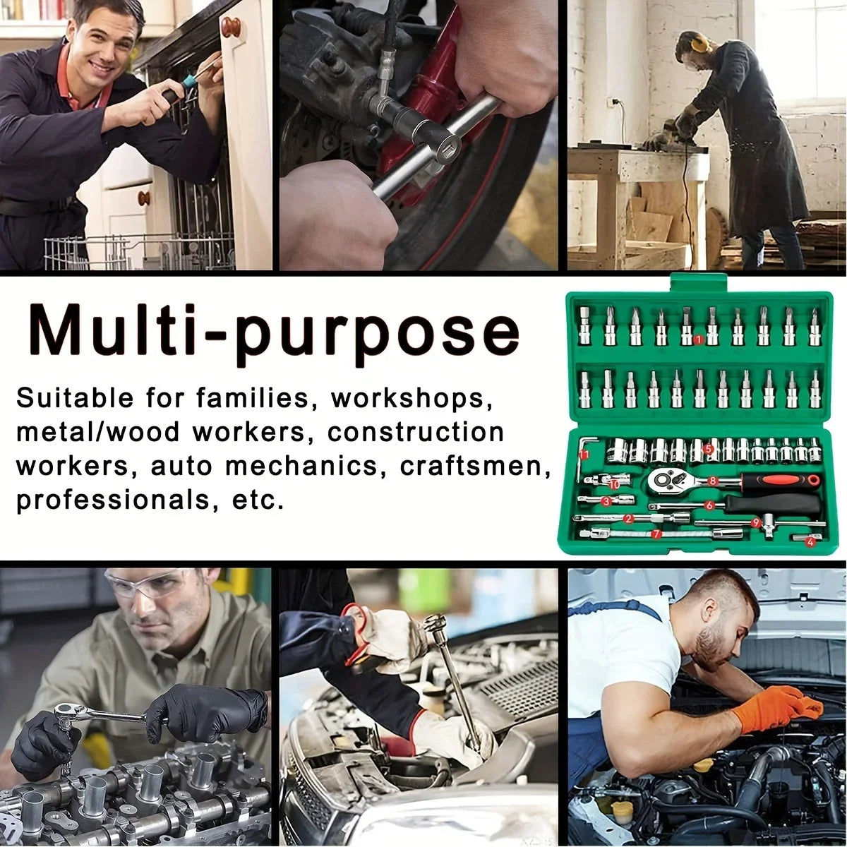 46PCS Car Repair Tool Kit for Roadside Emergencies