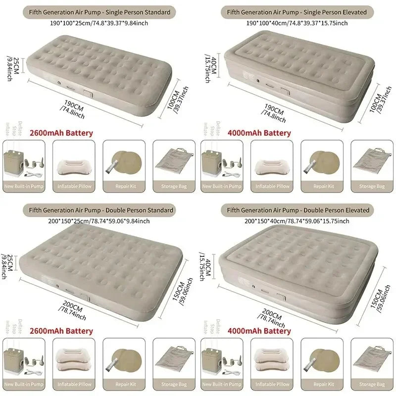 Self-Inflating Camping Air Mattress with Built-in Pump