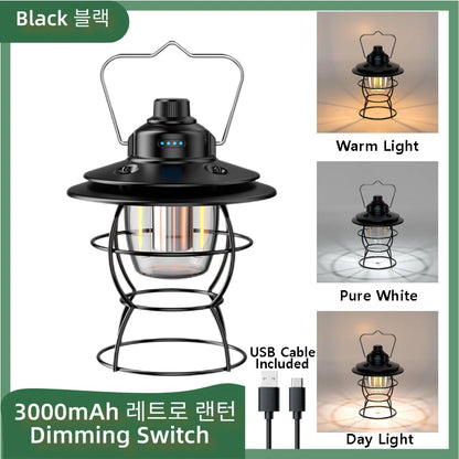 Retro Camping Lantern – Rechargeable Vintage Tent Light