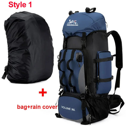 90L Hiking Backpack Waterproof Large Capacity Trekking