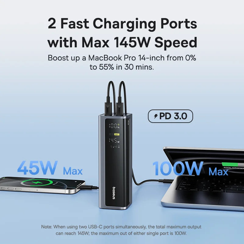145W Portable Power Bank Fast Charging for Laptop & Phone