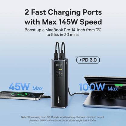 145W Portable Power Bank Fast Charging for Laptop & Phone