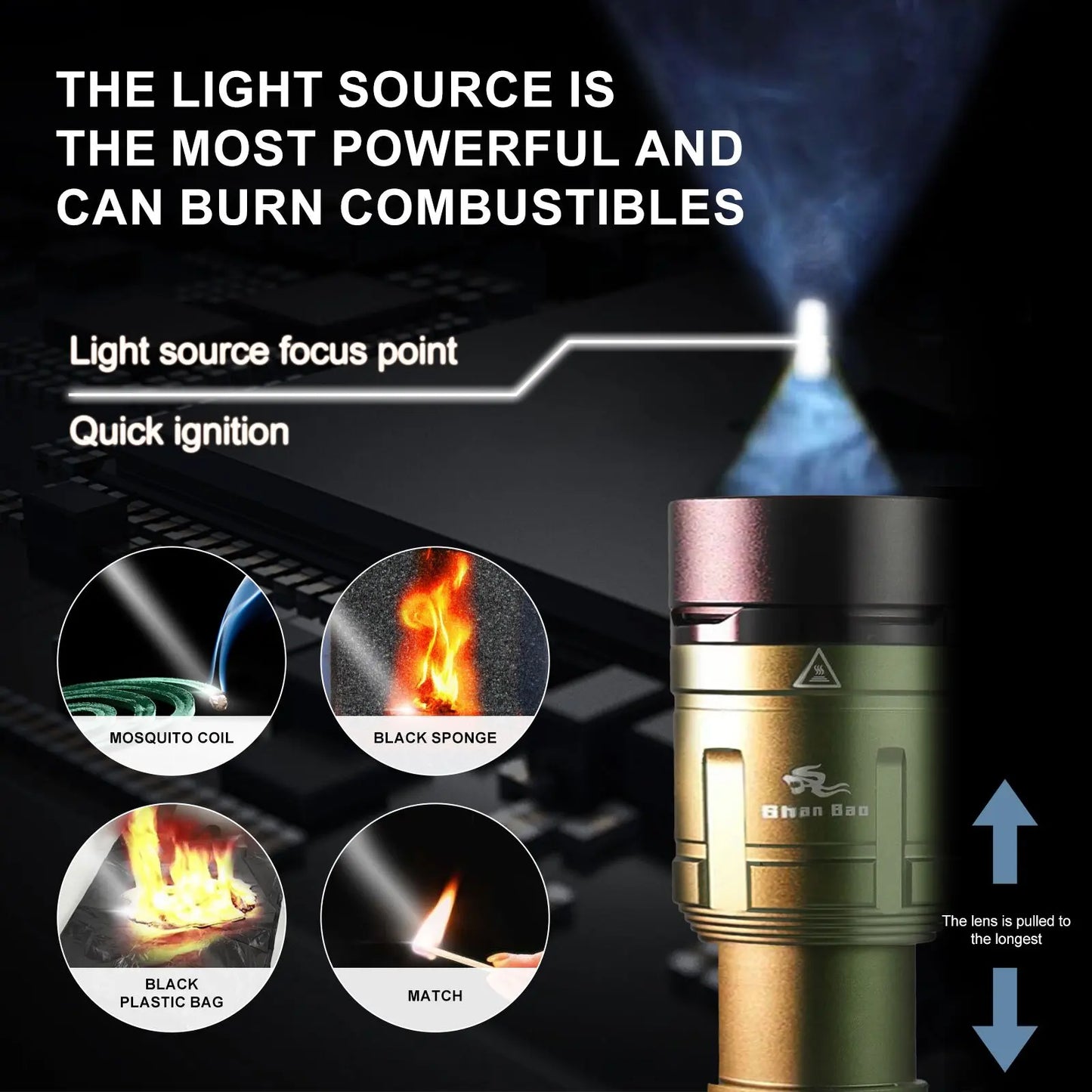 Rechargeable Zoom Flashlight 3000LM Long Distance