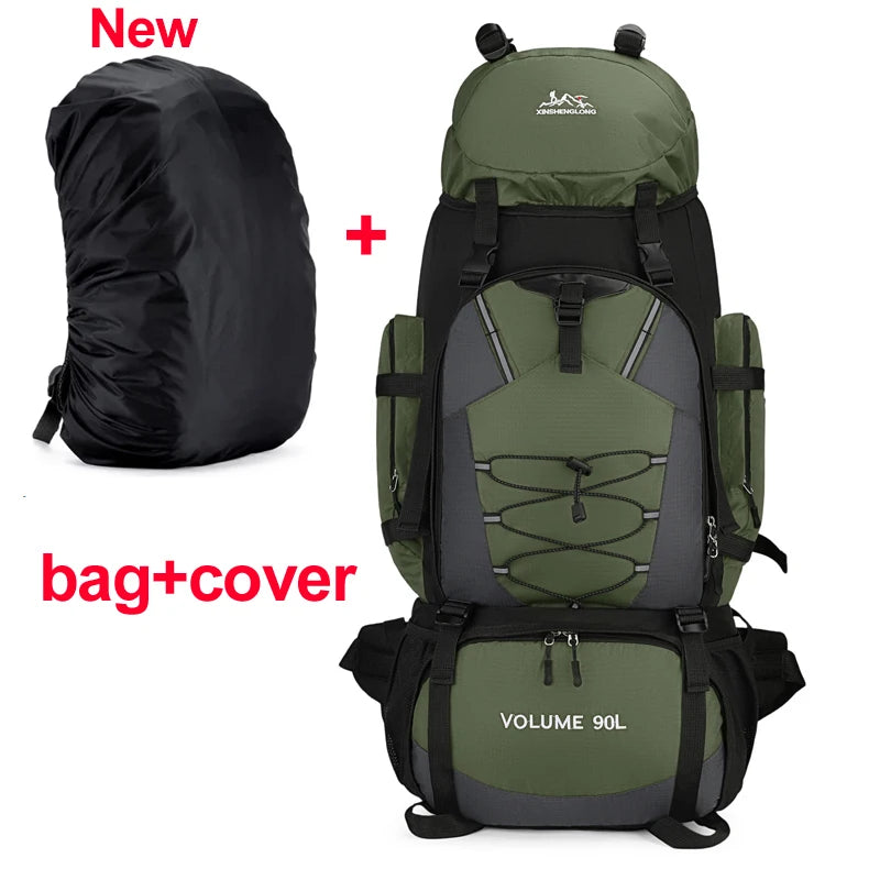 90L Hiking Backpack Waterproof Large Capacity Trekking