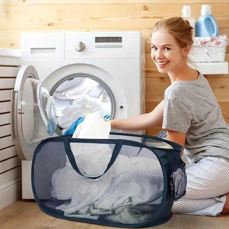 Foldable Mesh Laundry Hamper with Handles, Extra-Large