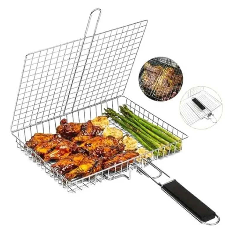 Portable Folding Grill Basket for Fish & Vegetables
