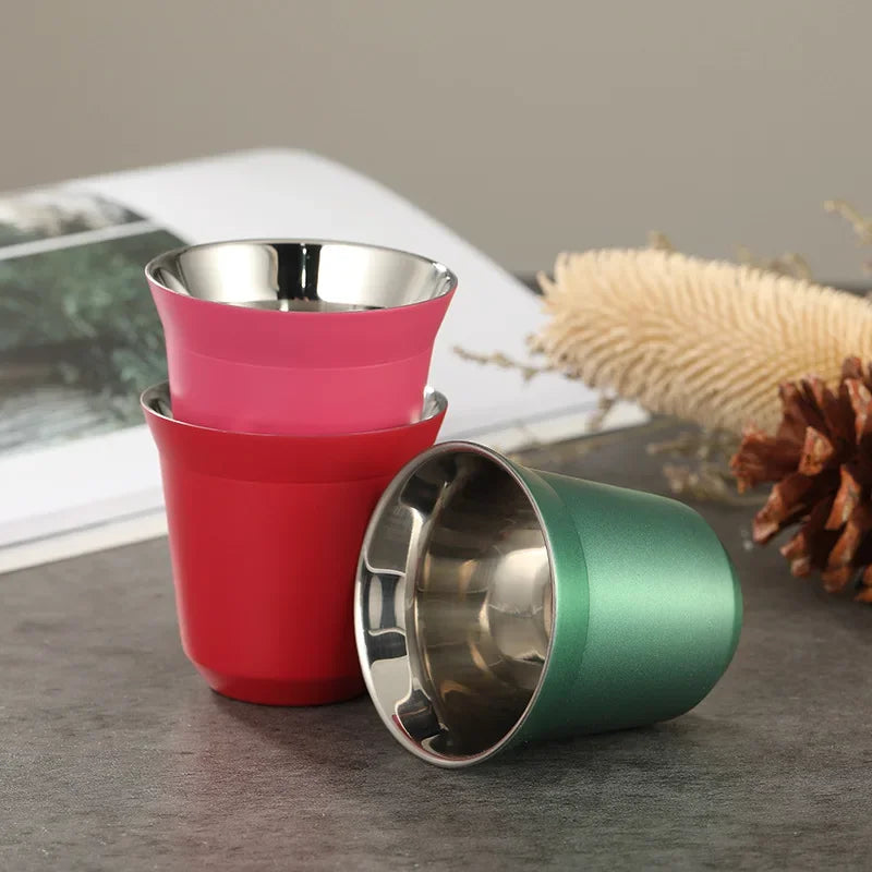 Mini Stainless Steel Coffee Cups – Portable & Heat-Insulating
