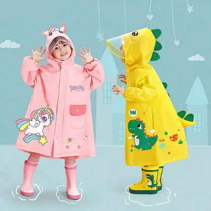 Kids Waterproof Raincoat with Backpack Cover