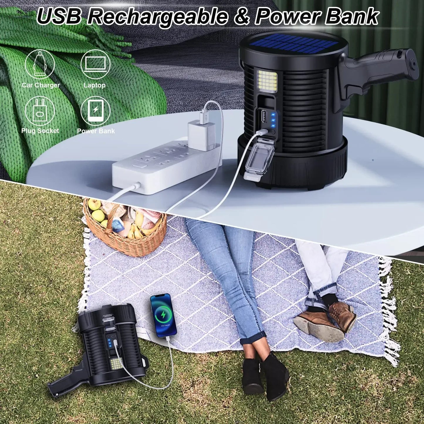 Rechargeable Spotlight 900000 Lumens Super Bright Handheld LED