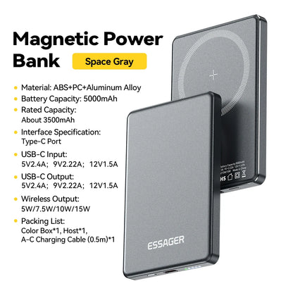 Magnetic Wireless Power Bank 5000mAh Fast Charge