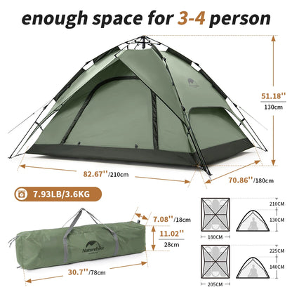3 Person Automatic Camping Tent Waterproof Easy Setup