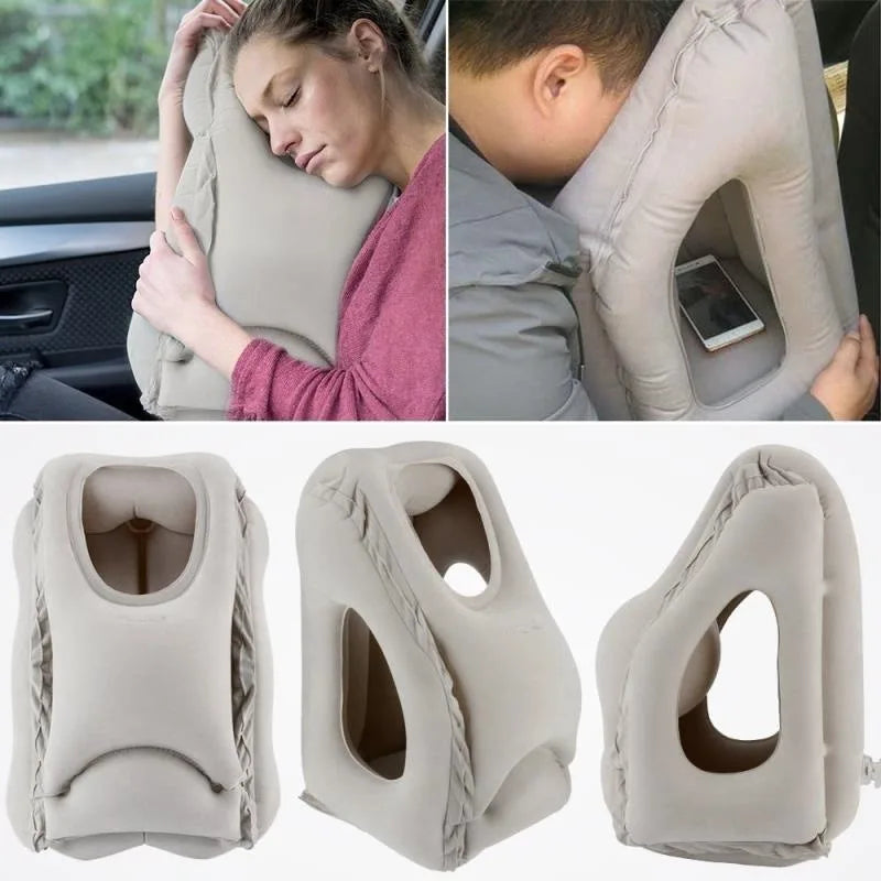 Inflatable Travel Pillow with Chin Support Comfort