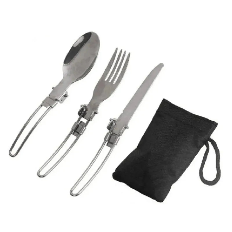 Camping Cutlery Set Foldable Stainless Steel Utensils