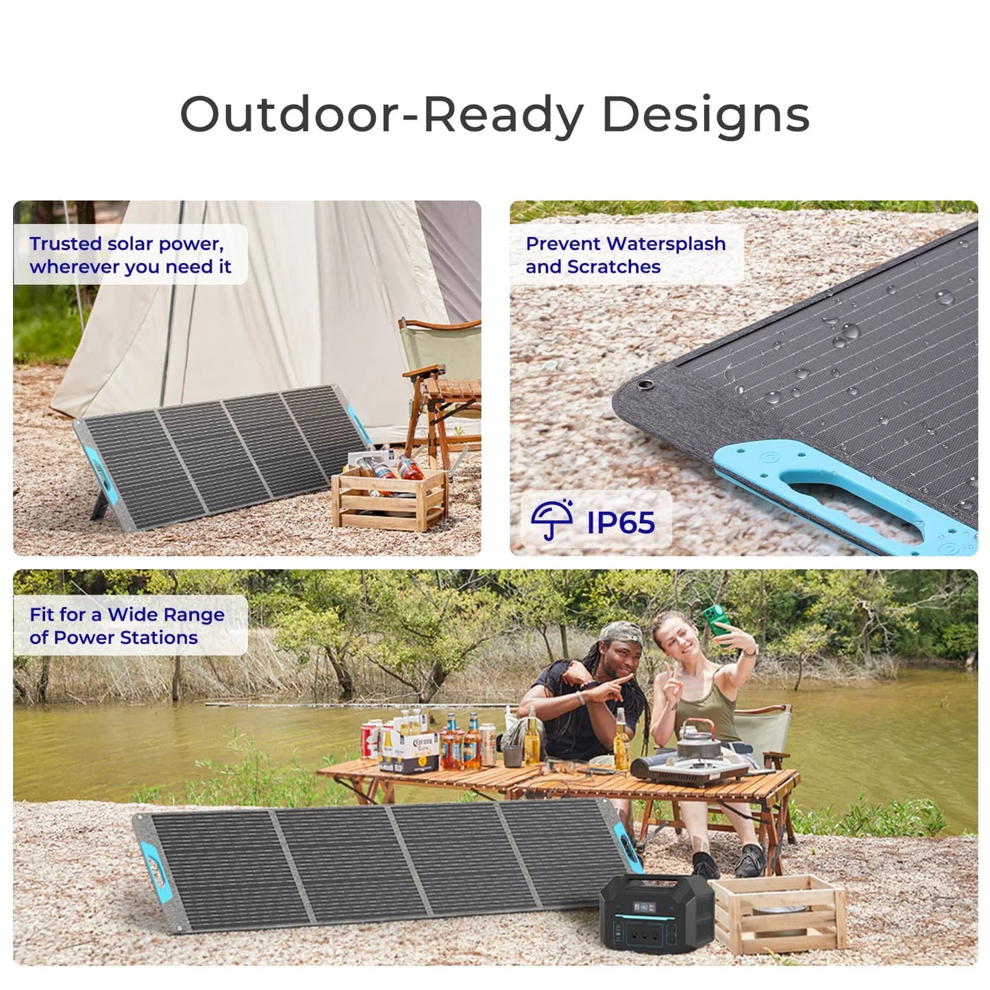 200W Portable Solar Panel for Fast Outdoor Charging