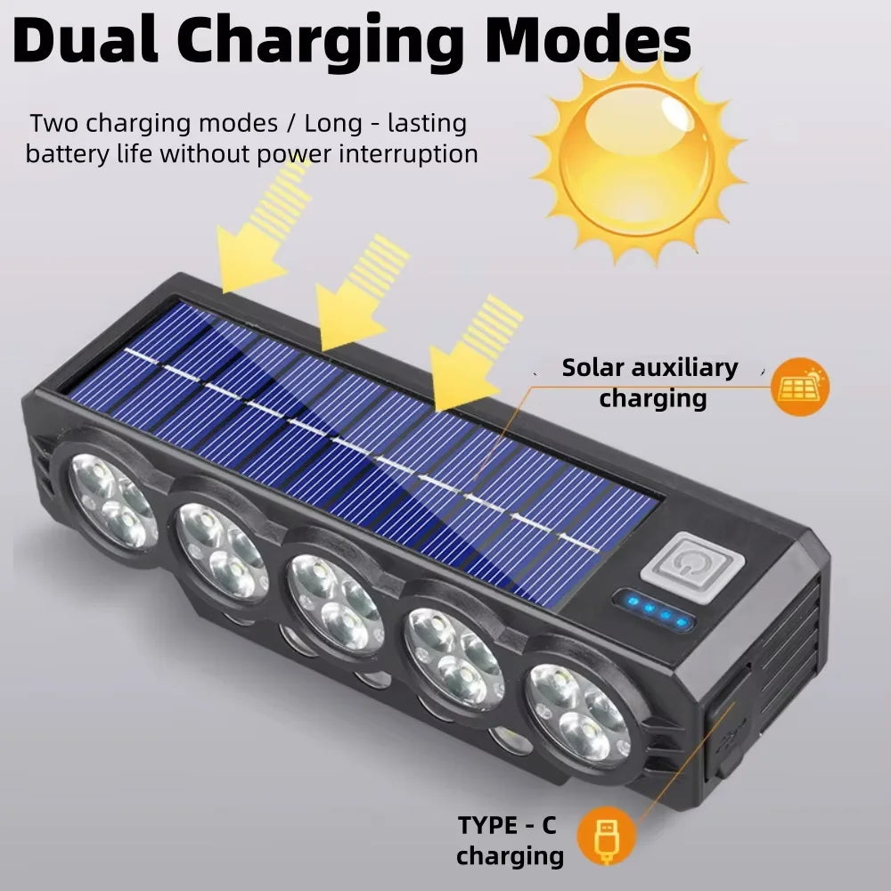 Solar Bike Headlight with Horn Bright & Rechargeable