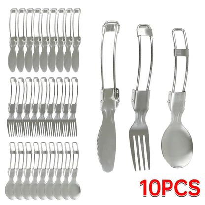 Camping Cutlery Set Foldable Stainless Steel Utensils