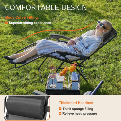 Zero Gravity Reclining Camping Chair Set with Cup Holders