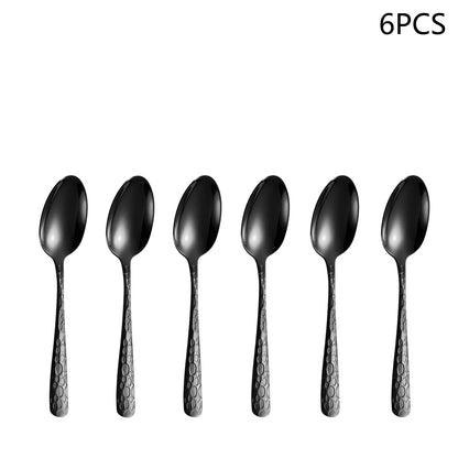 Black Stainless Steel Cutlery Set – Eco-Friendly 4/6/16/24PCS