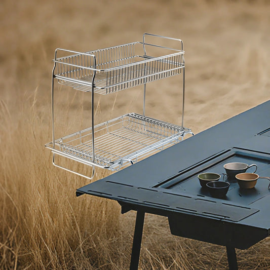IGT Camping Drain Basket Double Layer Storage Rack
