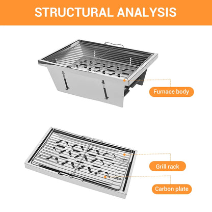 Portable Charcoal BBQ Grill – Foldable Camping Stove
