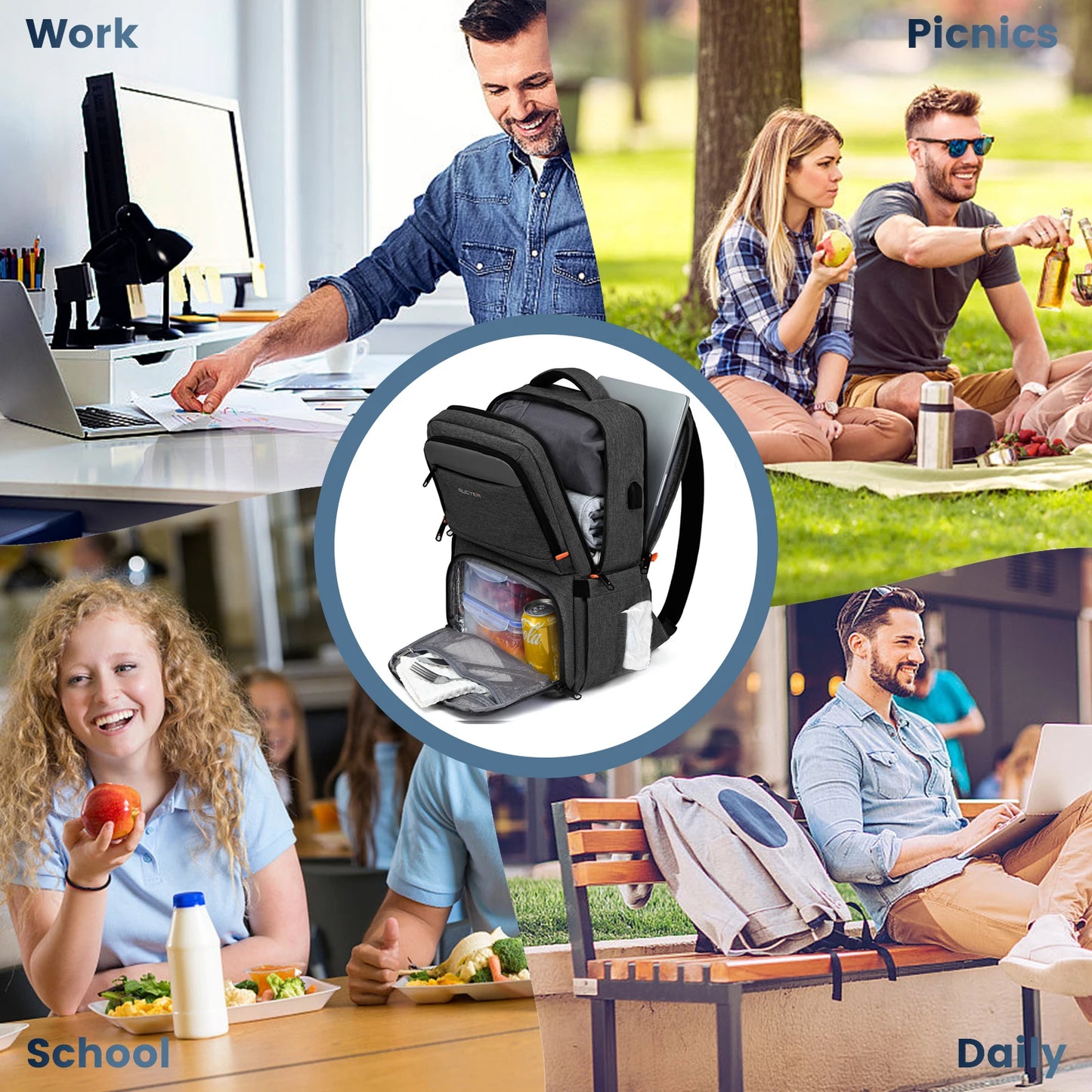 Insulated Lunch Backpack – Large Capacity Waterproof Bag