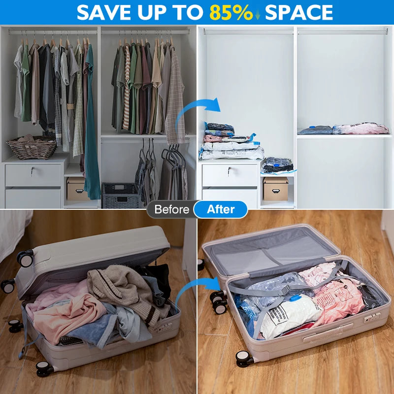 Vacuum Compression Bags with Pump – Save 80% Space