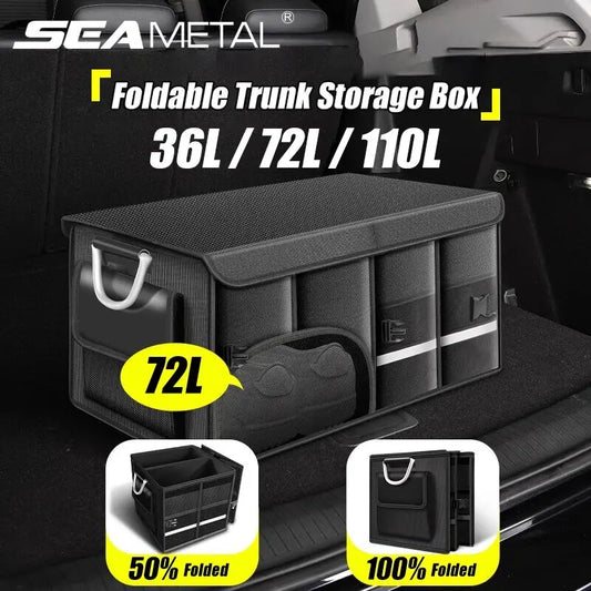Foldable Car Trunk Organizer 110L Waterproof Storage Box