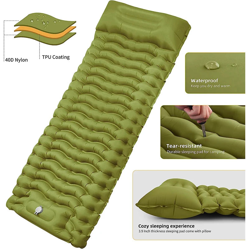 Inflatable Camping Sleeping Pad for Thick Comfort