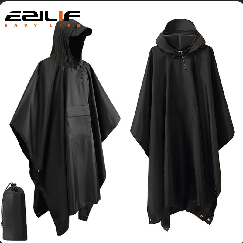 3-in-1 Military Rain Poncho for Camping & Hiking