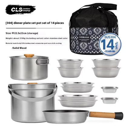 Outdoor Stainless Steel Camping Pot Set – 5L Family Cookware