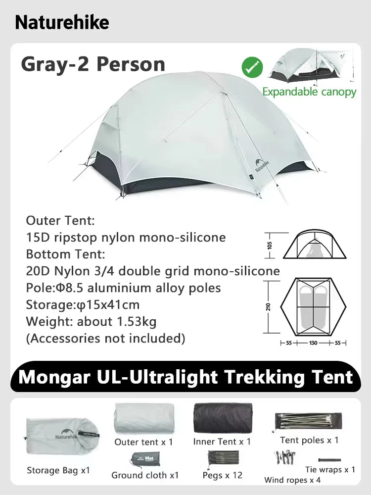Ultralight Backpacking Tent 2 Person Waterproof Hiking