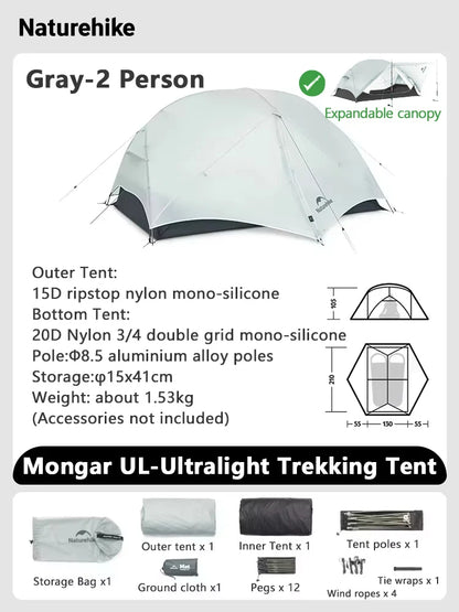Ultralight Backpacking Tent 2 Person Waterproof Hiking
