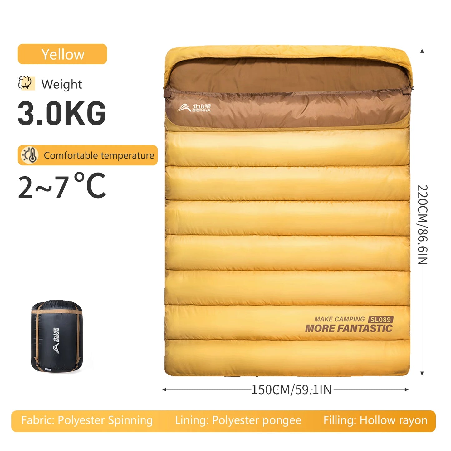 2 Person Sleeping Bag Warm & Portable for Camping