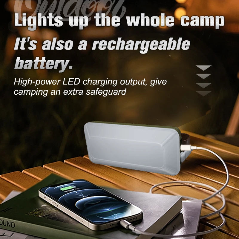 USB rechargeable camping lantern battery system and charging port close-up