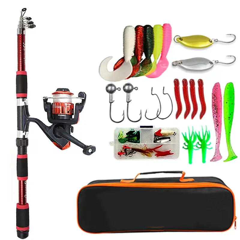Telescopic Fishing Rod Kit with Spinning Reel & Baits
