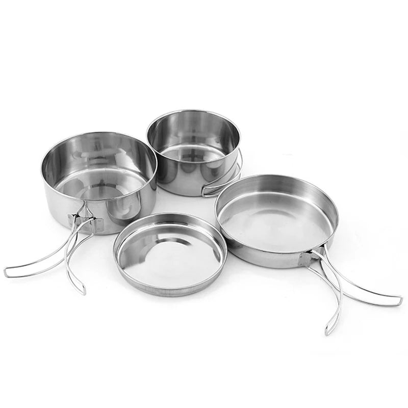 Outdoor Stainless-Steel Camping Cookware Set for Hiking