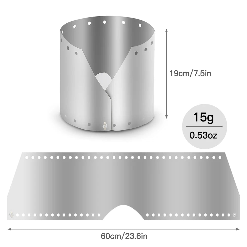 Titanium Stove Wind Shield Saves Fuel Outdoors