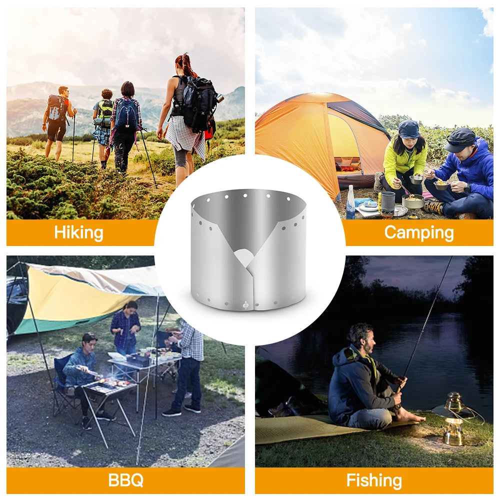 Titanium Stove Wind Shield Saves Fuel Outdoors