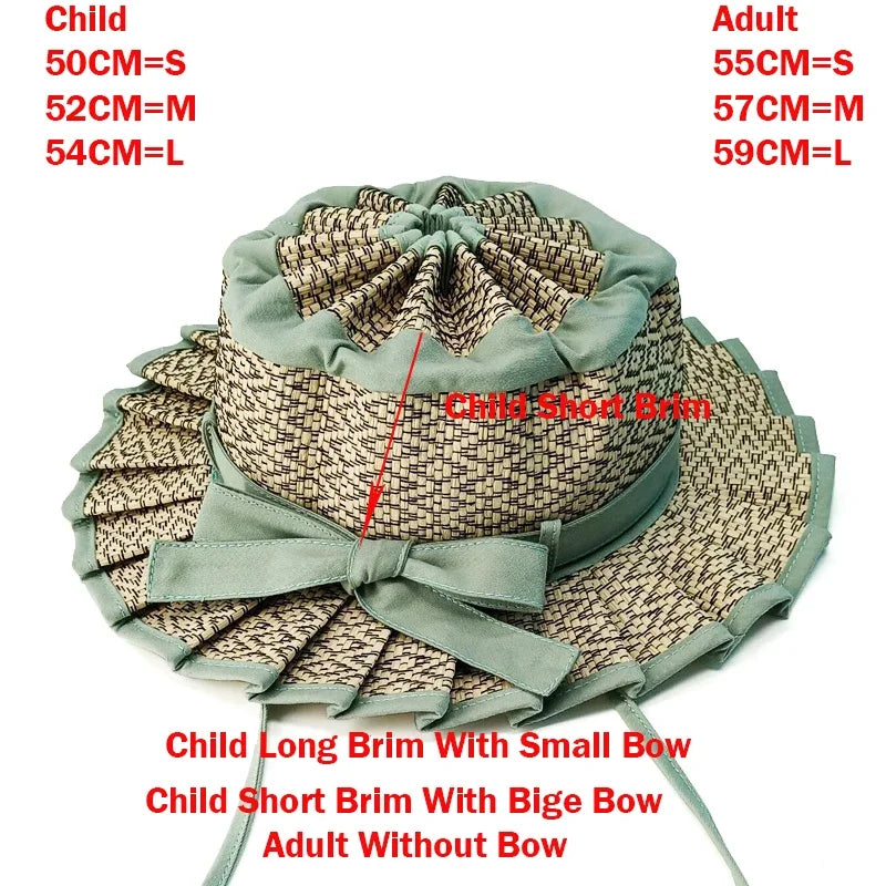 Foldable Straw Sun Hat for Kids & Adults – UV Protection