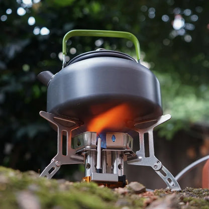 Portable Three-Head Camping Stove – Windproof & Foldable