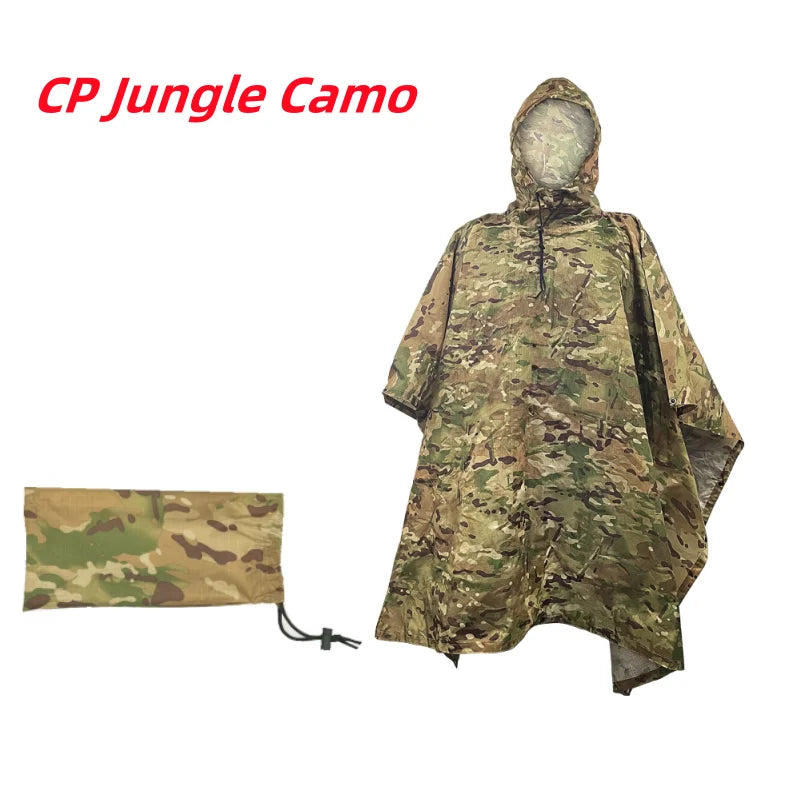 Military Rain Poncho Waterproof Shelter & Backpack Cover