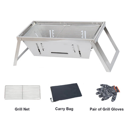 Portable Camping BBQ Grill – Foldable & Adjustable Heat