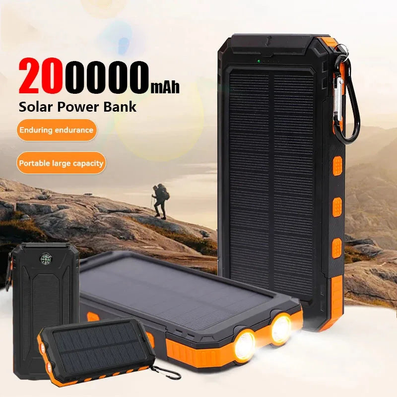 Solar Power Bank 200000mAh Fast Charging Backup