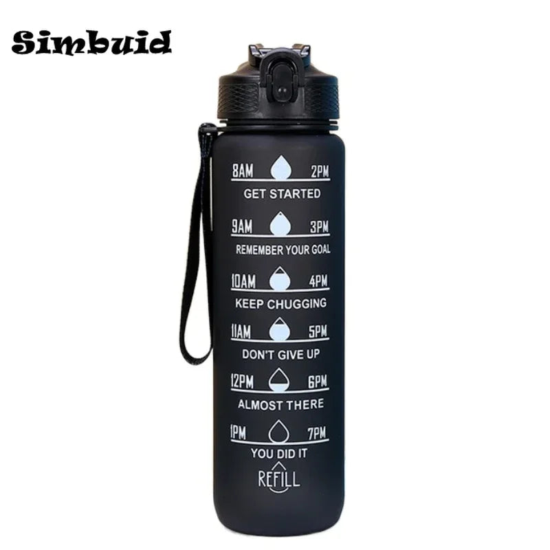 1L Sports Water Bottle with Time-Tracking Straw – Leak Proof